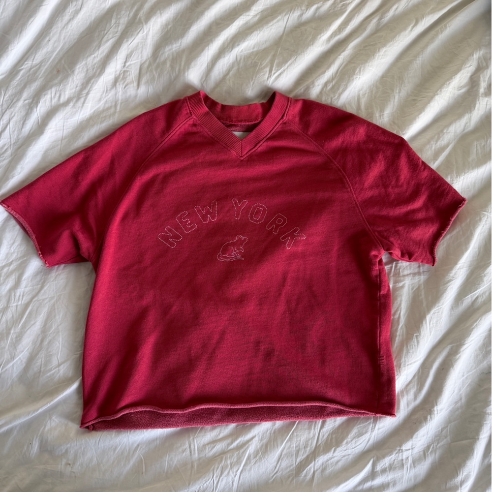 BDG Red Crop New York 🐀 Crewneck Top size Small